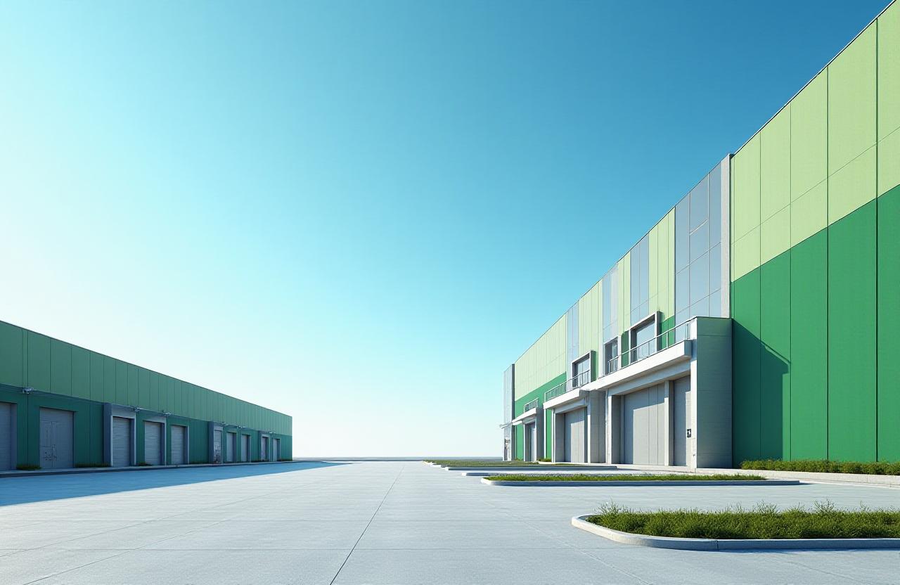 Modern logistics warehouse exterior