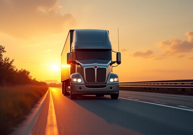 Modern logistics truck on highway